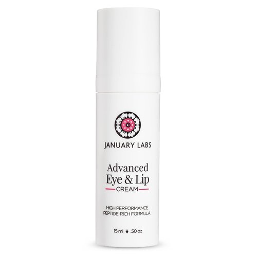January Labs Advanced Eye and Lip Cream, High-Performance Eye Cream for Dark Circles and Puffiness, Nourishing Lip and Under Eye Cream for Wrinkles, Tri-Peptide Blend for Youthful Glowing Skin, 15mL