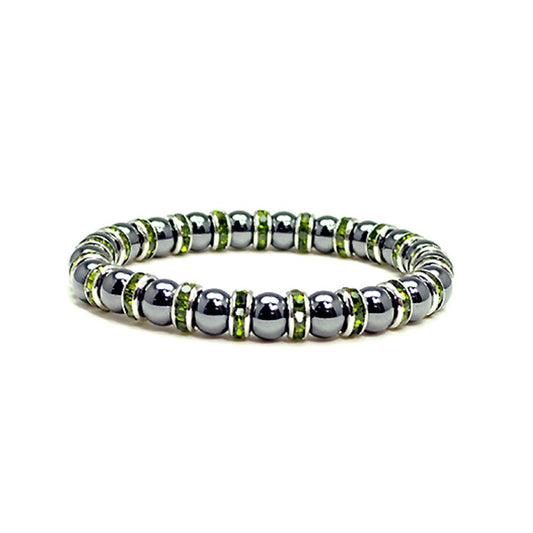 Accents Kingdom Magnetic Bracelet Women's Tuchi Simulated Pearl Hematite Magnetic Therapy Bracelet with Simulated Peridot Crystal, 7.5"