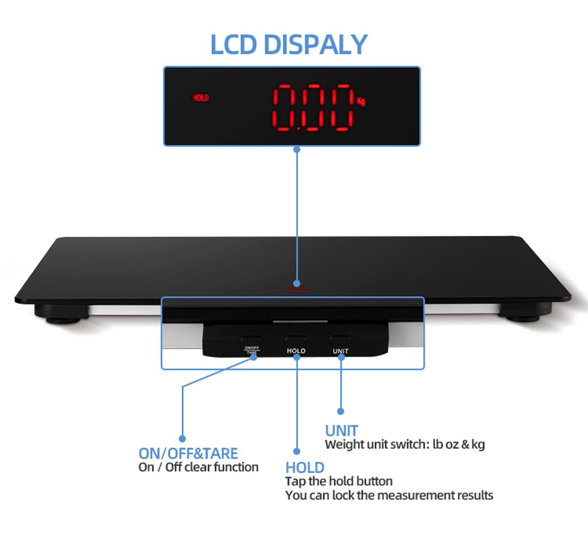 SIKE Medium-Large Breed Veterinary Scale, Dog Scale (±10g) Accuracy, Red LED, 32 x 20 inch Tempered Glass Platform with Anti Slip Sticker, Digital Pet Scales