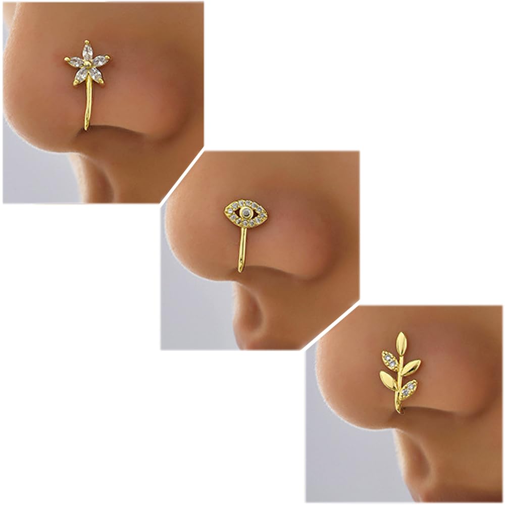 VitaCool Fake Nose Rings African Nose Cuffs for Non Pierced Nose Clip on Nose Ring Cuffs Gold Faux Septum Nose Rings Cuffs Non Piercing Jewelry for Women