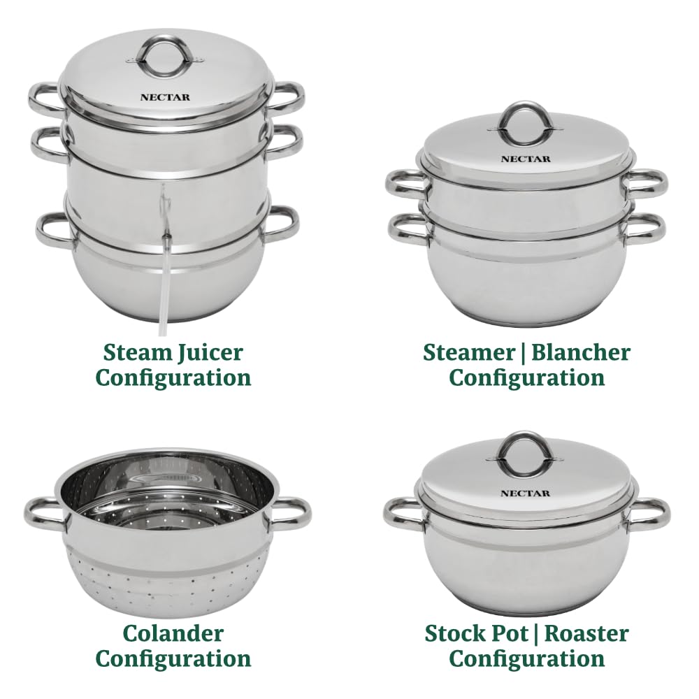 Kitchen Crop Multi-Use Steam Juicer & Roaster Set - Induction Friendly, Stainless Steel Lid, 8 Quart Capacity