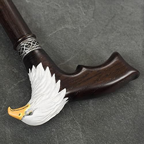 Asterom Hand-Painted Wooden Carved Walking Cane for Men - Bald Eagle - Unique Wood Cane Stylish Walking Stick