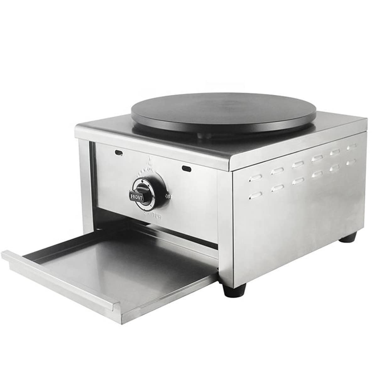 PreAsion 16''Commercial Gas Crepe Makers Machine LPG Gas Pancake Machine Griddle Maker Machine with Low Pressure Valve for Blintzes, Eggs, Tortilla