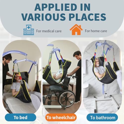 Universal Full Body Patient Lift Sling, Mesh Fabric Patient Sling Transfer and Bathing aids, 500lb Weight Capacity (Large-Black)