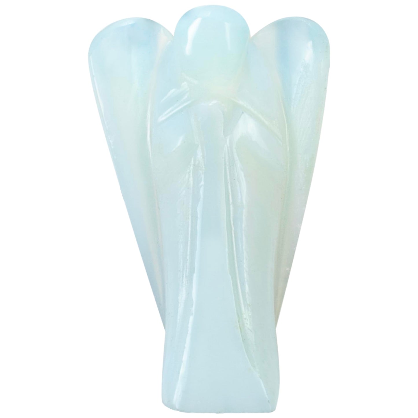 "Opalite Gemstone Guardian Angel Healing Crystal, Hand Carved Pocket Angel Figurine - Crystals for Positive Energy, Handmade Mini Statue for Love, Peace & Healing, Natural Gemstone Healing Figurine"