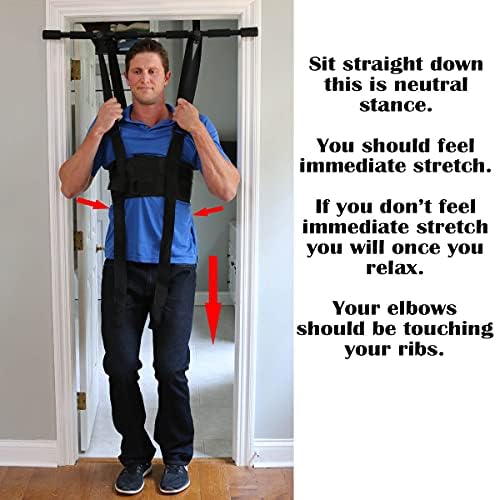 Sit and Decompress Back Stretcher 3 Minutes A Day Low Back Traction Therapy Spinal Decompression Inversion Table Alternative Safe for All Back Conditions (Small Harness No Bar)