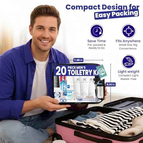 Trektote Travel Toiletry Kit For Men And Women ? 20 Piece Set of Travel Size Toiletries, TSA Compliant, Includes Shampoo And Conditioner, Body Wash, Toiletry Bag & More