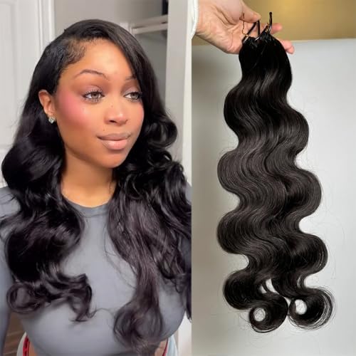 Body Wave Pre Separated Crochet Human Hair Braids Extensions Body Wave Brazilian Virgin Hair for Boho Braiding Knotless Feather Hair Extensions For Black Women Natural Color 20inch 60g