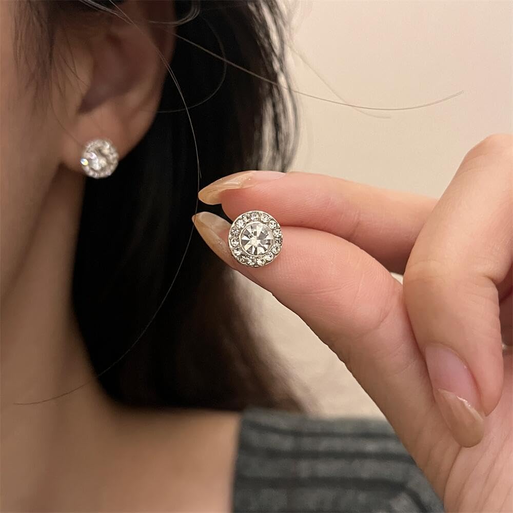Lymphatic Magnetology Earrings For Women, Halolux Lymphvity Germanium Drainage Therapy Infrared Bead Negative Ion Lymph Detox Earring Stud Earrings Round Rhinestone Jewelry Gift (gold)