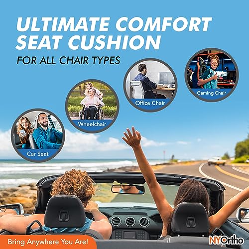 NYOrtho Wheelchair Wedge Seat Cushion - Wedge-Shaped Cushion for Wheelchairs, Office Chairs, Car Seats - Firm Foam with Quick Release Straps and Nonslip Bottom - Made in USA