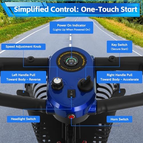 15 Miles Ecomobi MS01 4 Wheels Mobility Scooter for Adults/Seniors, 350W Powered Electric Wheelchair Device w/360WH Battery, 300LBS Capacity, Cup Holder/Rotating Seat, Compact Duty Mobile for Elderly