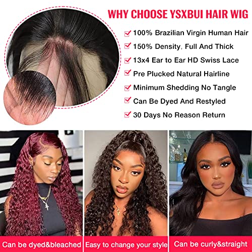 Deep Wave Lace Front Wigs Human Hair Pre Plucked 180 Density 13x4 Curly HD Lace Front Wig Human Hair with Natural Hairline Wet and Wavy Glueless Lace Front Wigs for Women (20 Inch)
