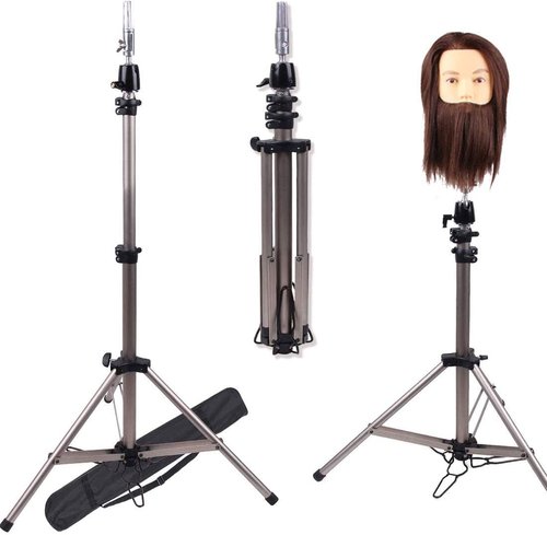 Newshair 68 Inch Adjustable Mannequin Head Stand Aluminum of Tripod Silver Manikin Head Stand with Travel Bag for Cosmetologist, Hairstylist, Barber