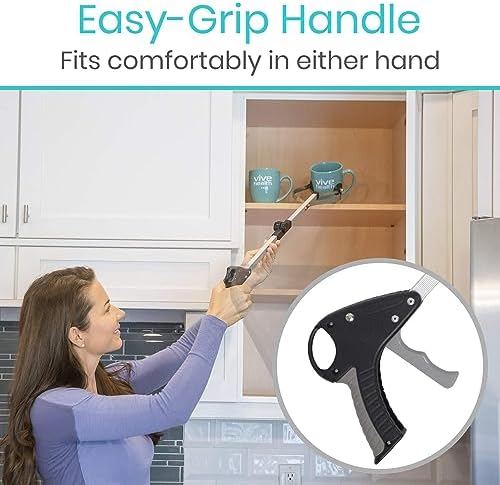 Vive Foldable Suction Reacher Grabber Tool for Elderly (1) - 32 Inches Long Reach Grabber Claw - Pick Up Grab Tool - Reachers for Disabled & Seniors Heavy Duty - Trash, Garbage, Cups Picker Assist
