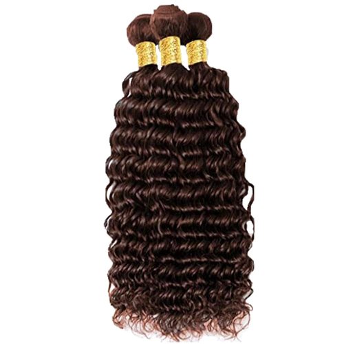 Giginger Bundles Human Hair 20 22 24 Inch Chocolate Brown Deep Wave Human Hair Bundles Deep Curly Unprocessed Quick Weave Soft Sewn In Hair Extensions for Black Women