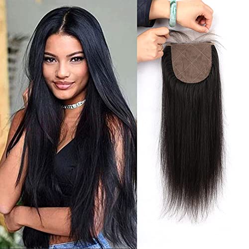 4"x4" Silk Base Lace Closure Straight Virgin Hair With Baby Hair Free Part Natural Color 12inch