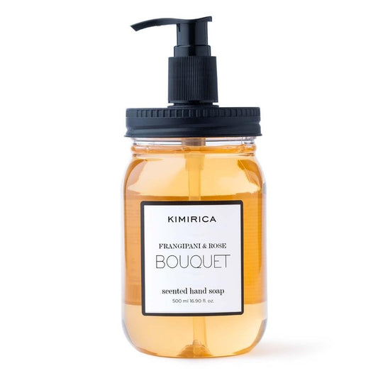 Kimirica Frangipani & Rose Scented Bouquet Hand Soap | Keep Hands Clean, Soft and Well Moisturized | Gentle, Natural & Plant Based Formula | 16.91 Fl Oz/500 ml