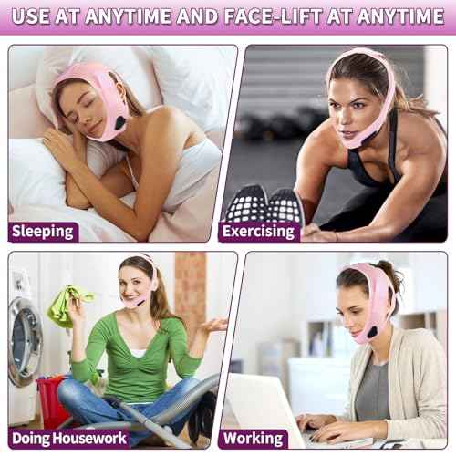 Double Chin Reducer,Chin Strap for Double Chin for Women, Face Lift Tape Improve Double Chin,23-27 Inches Upgrated V-silicone Soft Silicone Chin Strap