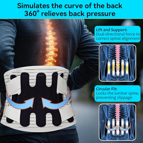 Back Brace for Lower Back Pain, Lumbar Support Belt for Women and Men with Lumbar Pad, Lower Back Brace with Adjustable Strap for Work, Herniated Disc, Sciatica, Scoliosis (Gray, Small)
