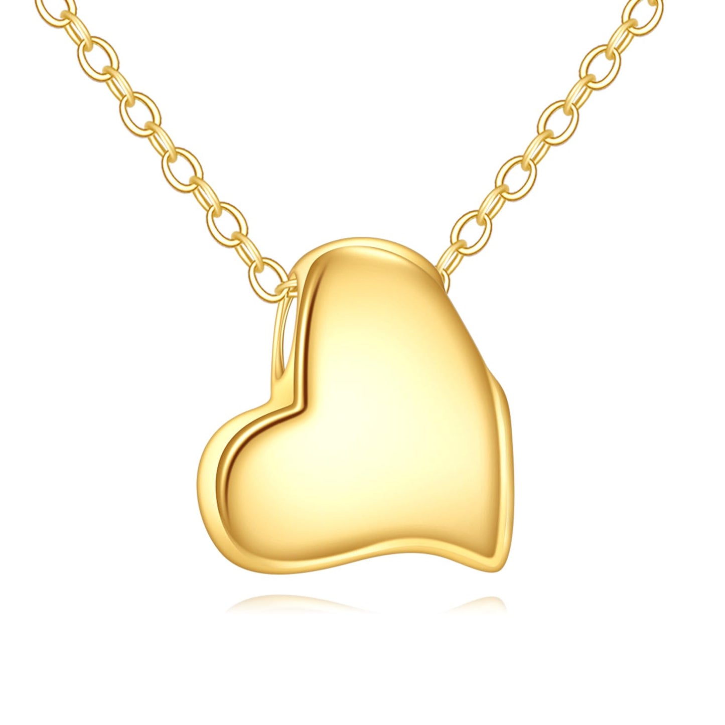 DOVRAN 14K Solid Yellow Gold Heart Love Necklace for Women Real Gold Heart Pendant Minimalist Jewelry Birthday Gifts for Wife Mom