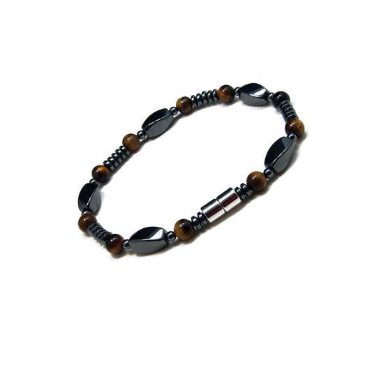Accents Kingdom Elegant Tiger's Eye Bead Magnetic Hematite Bracelet, 8.5"