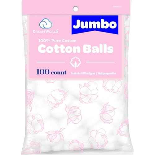 Dream World Jumbo 100% Pure Cotton Balls White 100 Count