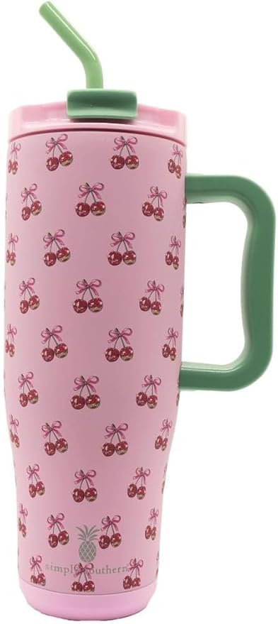 Simply Southern | 40 oz Tumbler with Straw and Lid | Insulated Cup Reusable Stainless Steel Water Bottle Travel Mug Cupholder Friendly | Great Gifts (Cherry)
