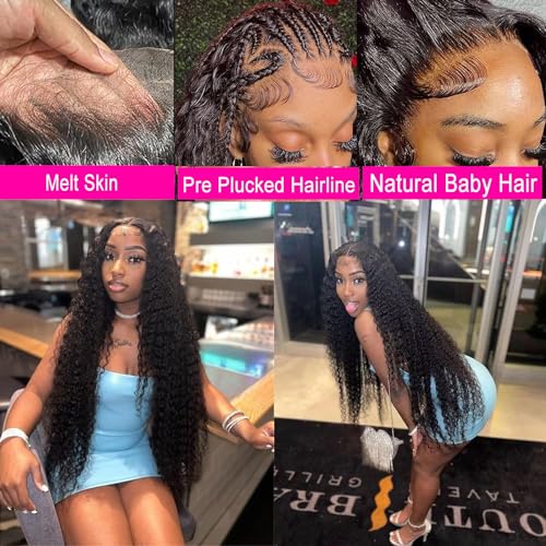 20 Inch 13x6 HD Transparent Lace Front Wigs Human Hair 200% Density Deep Wave Frontal Wigs Human Hair Curly Wigs for Women Human Hair Pre Plucked with Baby Hair Curly Lace Front Wig Glueless Wigs