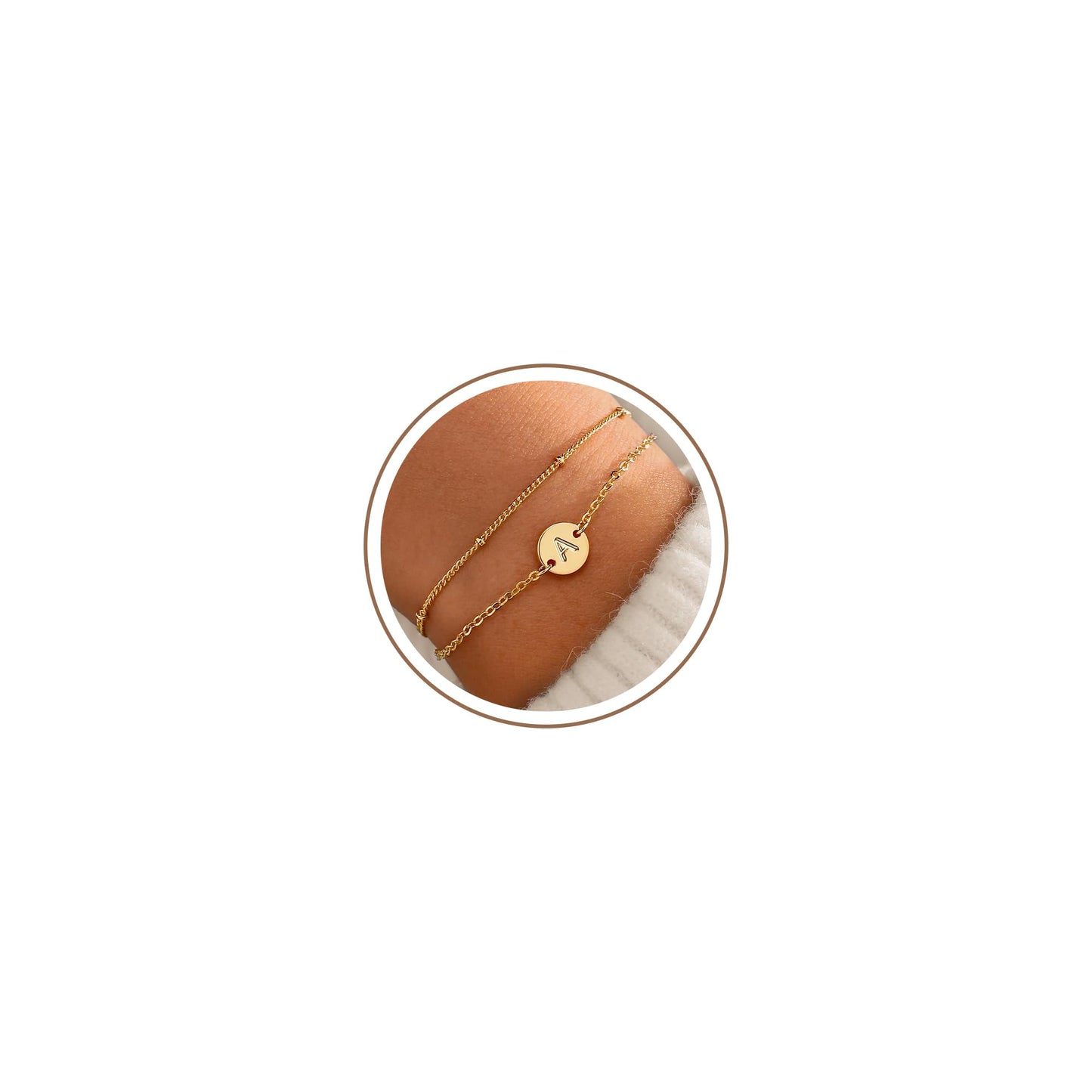 MONOZO Gold Initial Bracelets for Women Jewelry Gifts Trendy - Dainty Disc Monogram Letter A Gold Initial Bracelets Personalized Letter Bracelet Mothers Day Birthday Jewelry Gifts for Women Mom