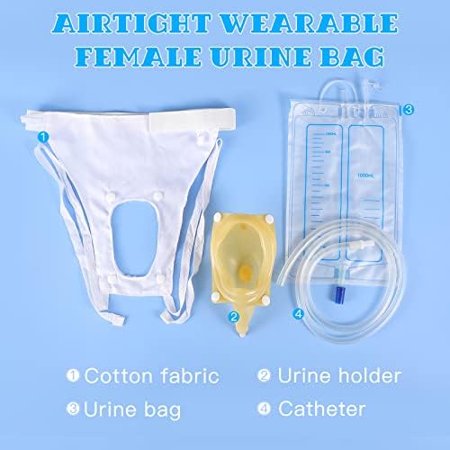 HEALLILY Female Urine Bag Urinal Collector Anti Allergic Medical Liquid Urine Bag Wearable Urinal System for Women Ladies