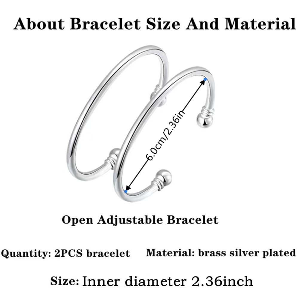 Sterling Silver Bangle Bracelets for Women,Fashion Jewelry Simple Adjustable 925 Silver Cuff Bangles for Women Mom Wife Valentine Mothers Day Gift