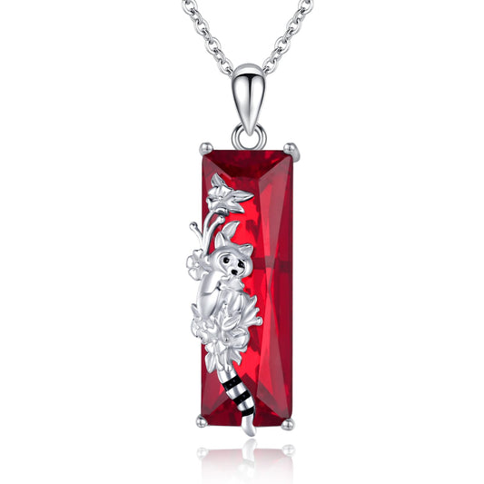 AENEAS Valentines Day Gifts for Women Her Raccoon Necklace 925 Sterling Silver Green Crystal Pendant Fancy Cute Coon Jewelry Gifts for Her Wife Women