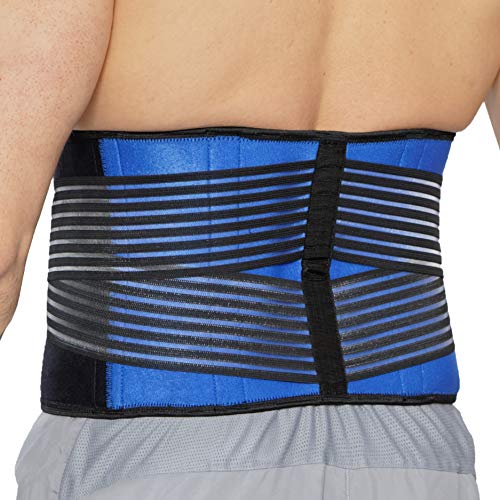 NeoTech Care Neoprene Back Brace for Optimal Support and Pain Relief - Adjustable Compression Belt for Lumbar Stability - Comfortable and Breathable Lower Back Support (Blue, Size L)