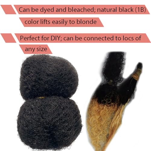Tight Afro Kinky Human Hair for Dreadlocks,Ideal for Making Locs,Repair Extensions,Twist or Braids 2 Bundles/Package Natural Black #1B 20inch
