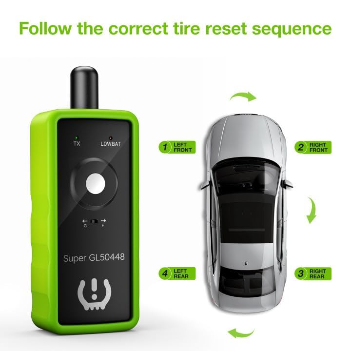 VXDAS 2IN1 TPMS Relearn Tool Super GL50448 for GM and Ford with Model Switch Button,Tire Pressure Sensor Monitor Rest Activation for Buick/Cadillac/Chevrolet/GMC/Lincoln/Mazda 2024 Edition(Green)