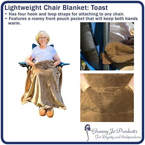 Granny Jo Products Lightweight Wheelchair Blanket, Warm Fleece, Fleece with Pocket, Toast, 36 inch (2204)