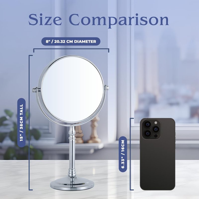 MIRRORVANA Large Double Sided 10X and 1X Magnifying Makeup Mirror with Stand in Gift Box, 15” Tall and 8” Wide