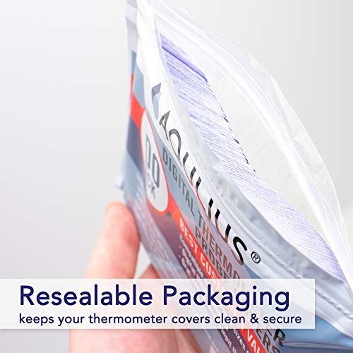 Aqulius Thermometer Covers Disposable - 500 Pack, White Single-Use Sleeves - Universal Fit Oral & Rectal Digital Thermometer Probe Covers