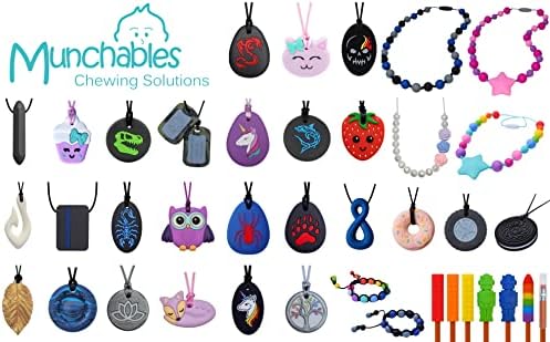 Munchables Dragon Sensory Chew Necklace - Chewy Fidget Stim Toy Jewelry for Boys and Girls (Red/Black)