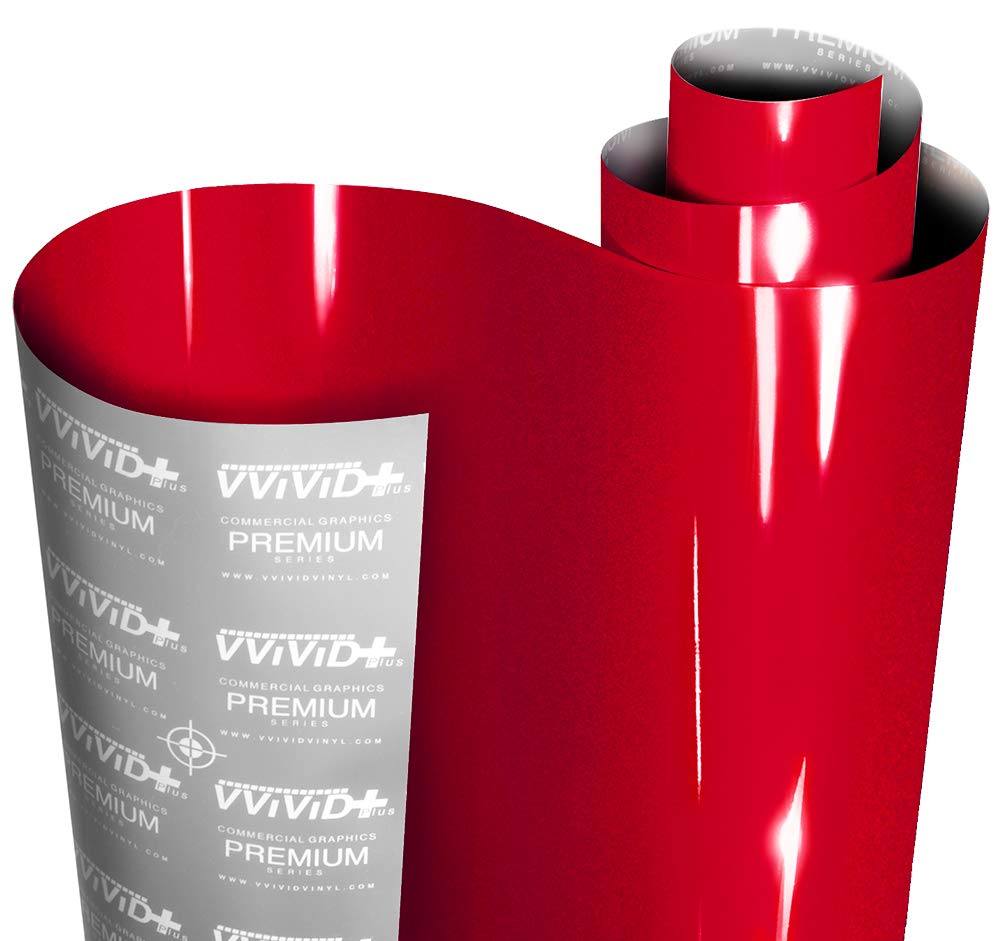 VViViD+ Ultra Gloss Metallic Candy Red Vinyl Car Wrap Premium Paint Replacement Film Roll with Nano Air Release Technology (25ft x 5ft)