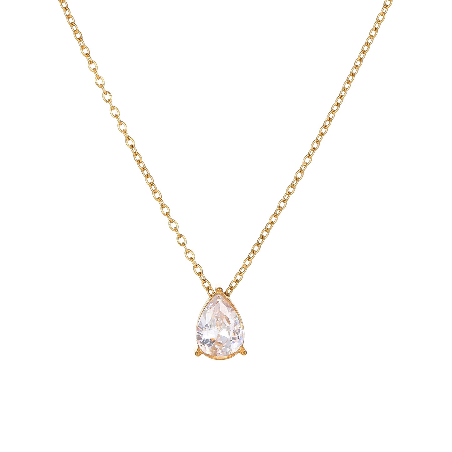 Jewigo Cubic Zirconia Necklaces for Women 18K Gold Plated Tear drop Necklace Dainty Layered CZ Lariat Diamond Necklace