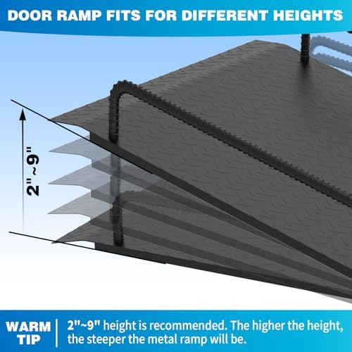 Door Threshold Ramp with Detachable Handles Fits for 2.0" to 9.0" Rise, Wheelchair Doorway Ramp for Scooters/Elderly/Walkers/Stairs(800 LBs Loading, 33.5" L*31.5" W, Alloy Iron, 37.5 LBs)