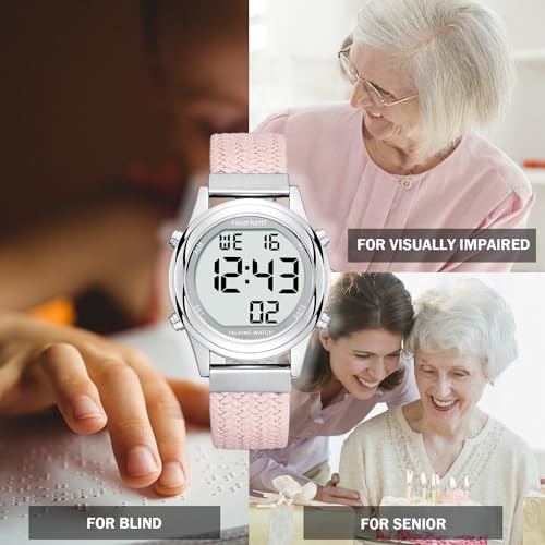 Digital Talking Watch for Ladies with American Accent Voice LCD Big Numbers Watch for Visually impaired, Elderly or Blind People