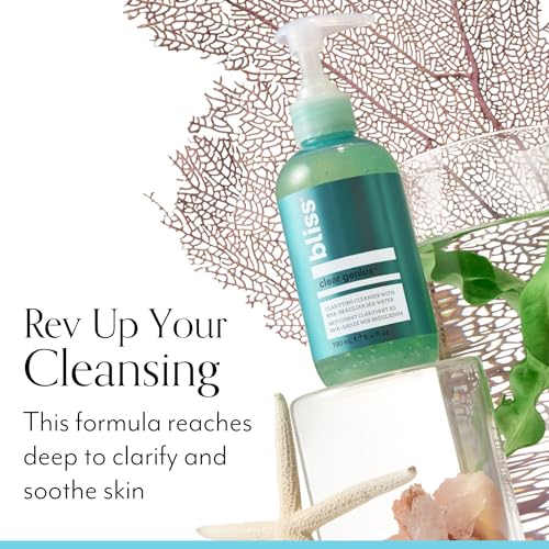 Bliss Acne-Prone Skin Bundle - Clear Genius Toner, Body Spray, Spot Treatment BHA Salicylic Acid and Clarifying Peel & Cleanser