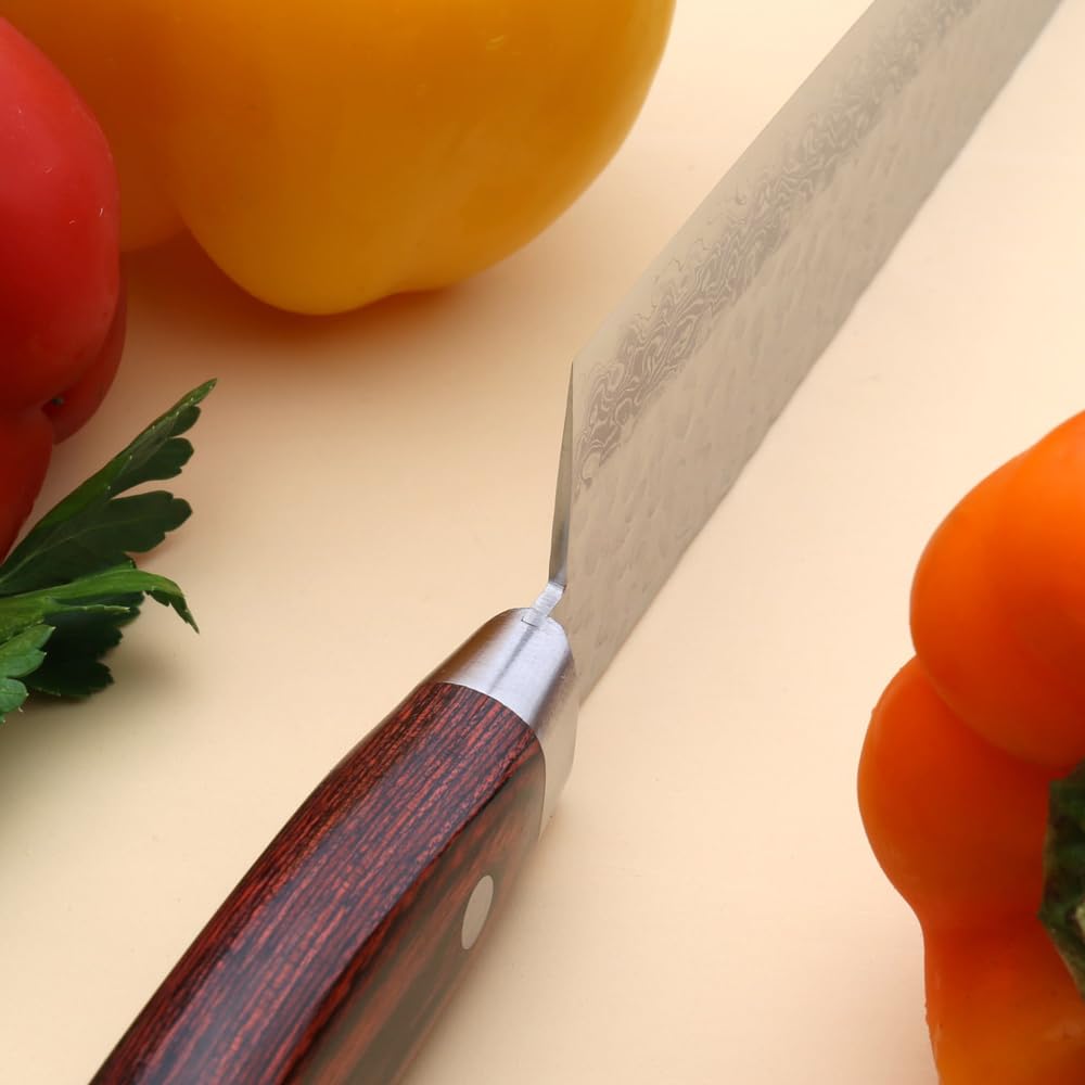 Yoshihiro VG10 16 Layer Hammered Damascus Gyuto Japanese Chefs Knife (7'' (180mm))