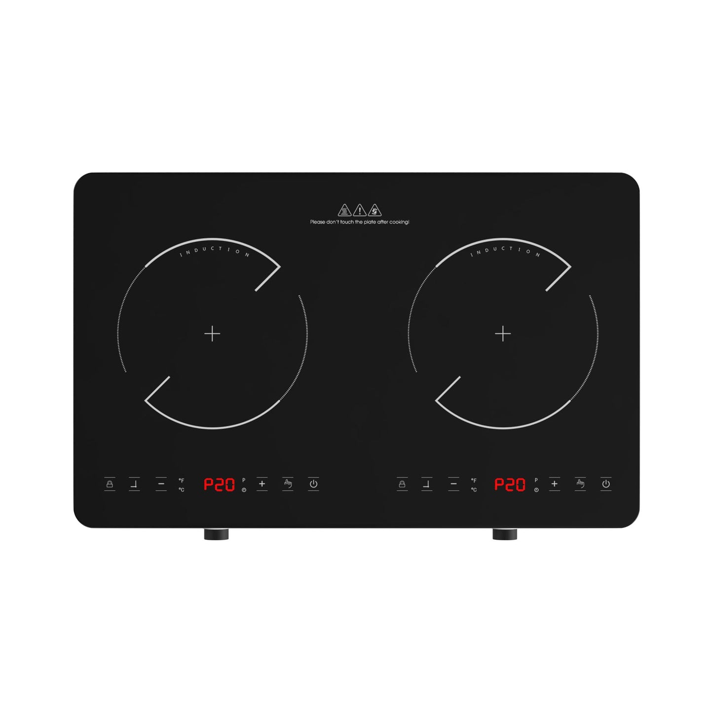 Double Induction Cooktop, 2 Burner Induction Burner 20 Temperature & Power Levels Portable Electric Stove Countertop Burners, Knob Control, Child Safety Lock & 4H Timer, Auto Shut-Off