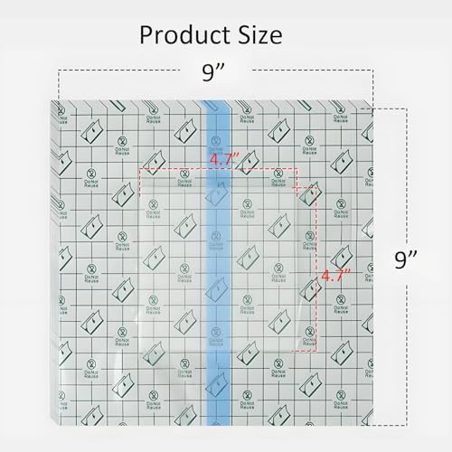 YOYOFOX Waterproof Ostomy Bag Shower Covers, 9"x9" Large Dialysis Catheter Protector Shields with Non-Stick Center Pad Adhesive Dressing Bandage 25 Pack