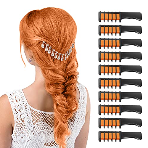 MSDADA Orange Hair Chalk for Girls - New Hair Chalk Comb Temporary Washable Hair Color Dye for Kids - DIY Makeup Birthday Party Halloween Christmas Gifts Toys for Girls Kids Age 6-8-10-12 Years Old