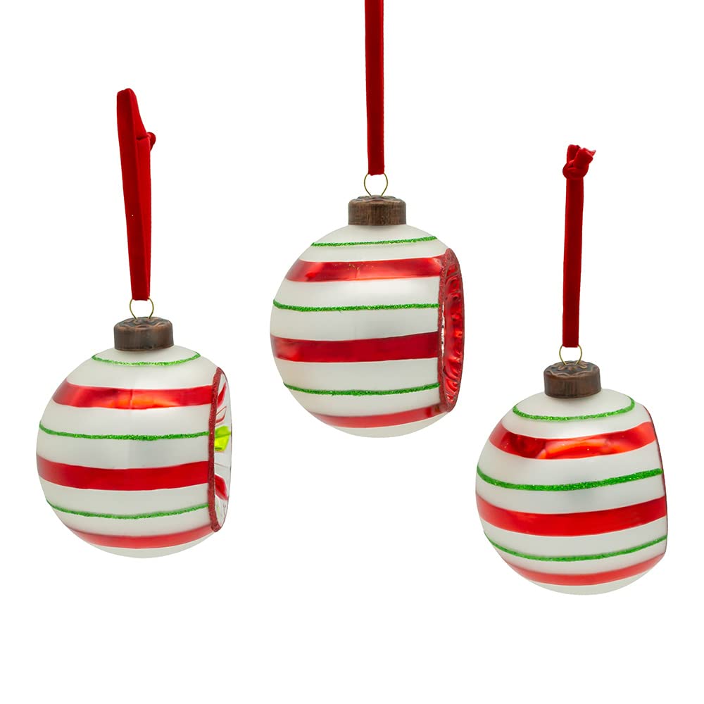 Kurt Adler Glass Vintage Early Year 3-Pieces Reflector Ornament Set