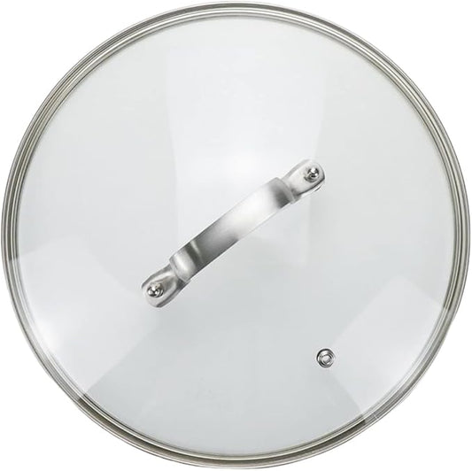 10 Inch Clear Glass Pot Lid for Frying Pan Replacement Cover Can Withstand 356Â°F (180â) with Stainless Steel Arch Bridge Handle,Matte Silver